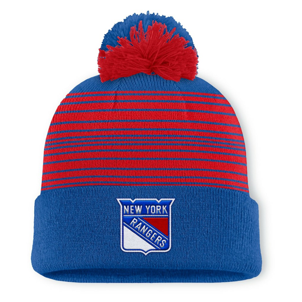 New York Rangers Fanatics Fundamental Spirit Cuffed Pom Knit Hat Online