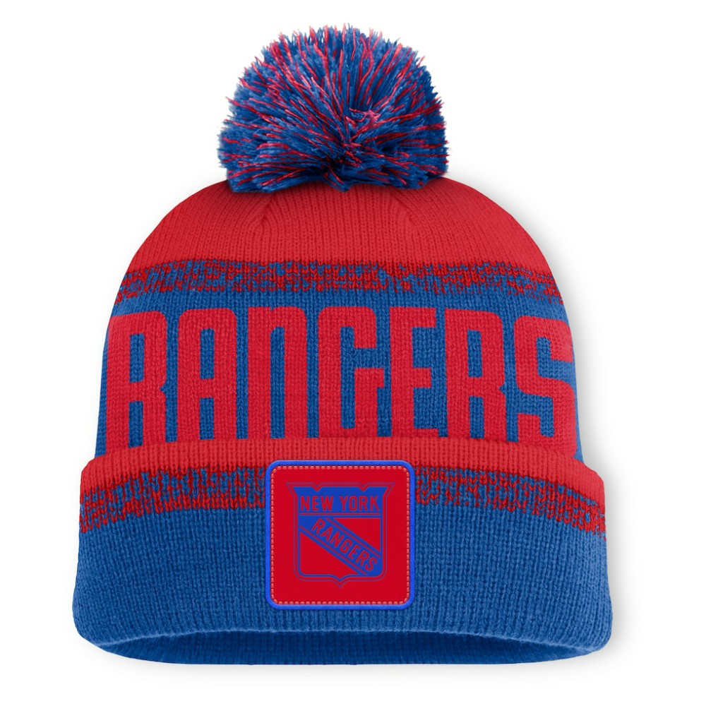 New York Rangers Fanatics Fundamentals Thrive Cuffed Knit Hat with Pom Online