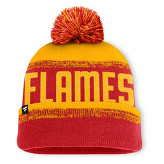 Calgary Flames Fanatics Fundamentals Thrive Cuffed Knit Hat with Pom For Sale