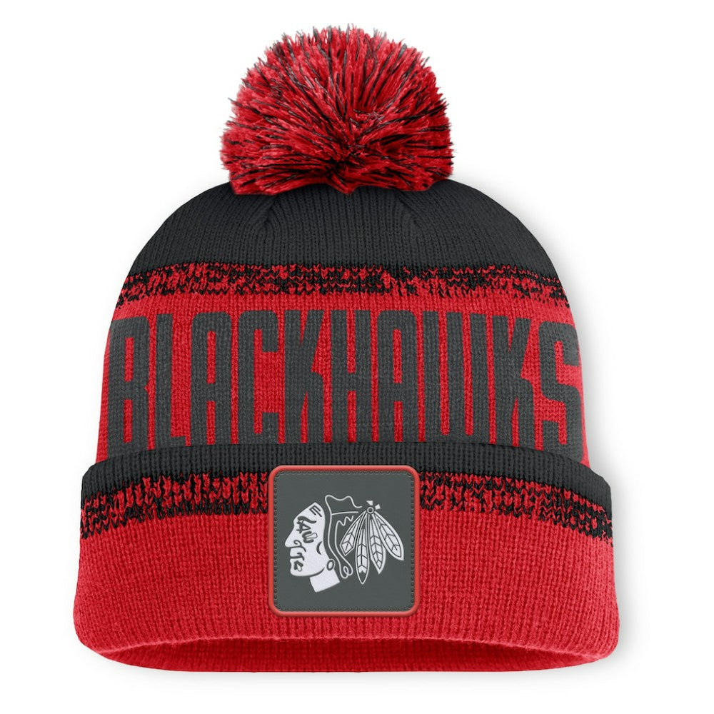 Chicago Blackhawks Fanatics Fundamentals Thrive Cuffed Knit Hat with Pom Online