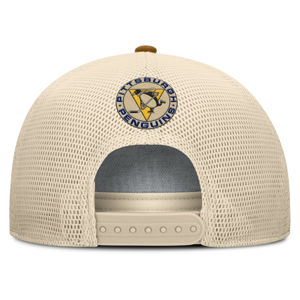 Pittsburgh Penguins Fanatics Heritage Fetch A-Frame Trucker Adjustable Hat For Sale