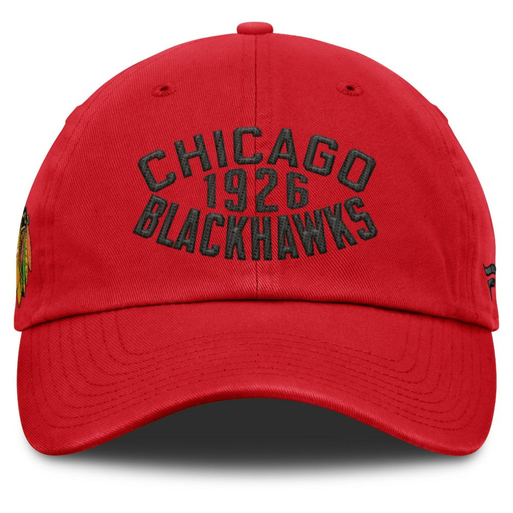 Chicago Blackhawks Fanatics Fundamentals Archer Adjustable Hat On Sale
