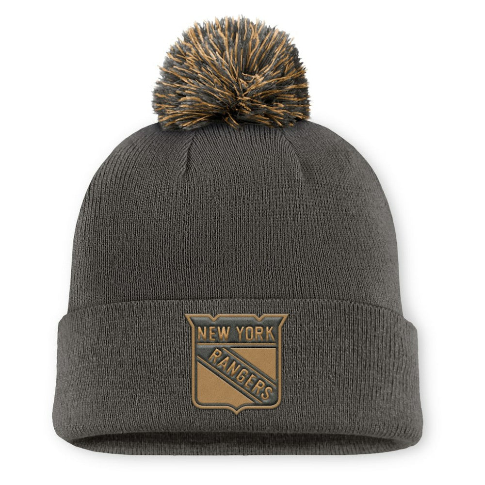 New York Rangers Fanatics Authentic Pro Military Appreciation Cuffed Knit Hat with Pom For Sale