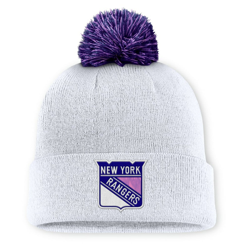 New York Rangers Fanatics Authentic Pro Hockey Fights Cancer Cuffed Knit Hat with Pom On Sale