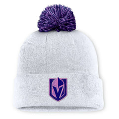 Vegas Golden Knights Fanatics Authentic Pro Hockey Fights Cancer Cuffed Knit Hat with Pom For Sale