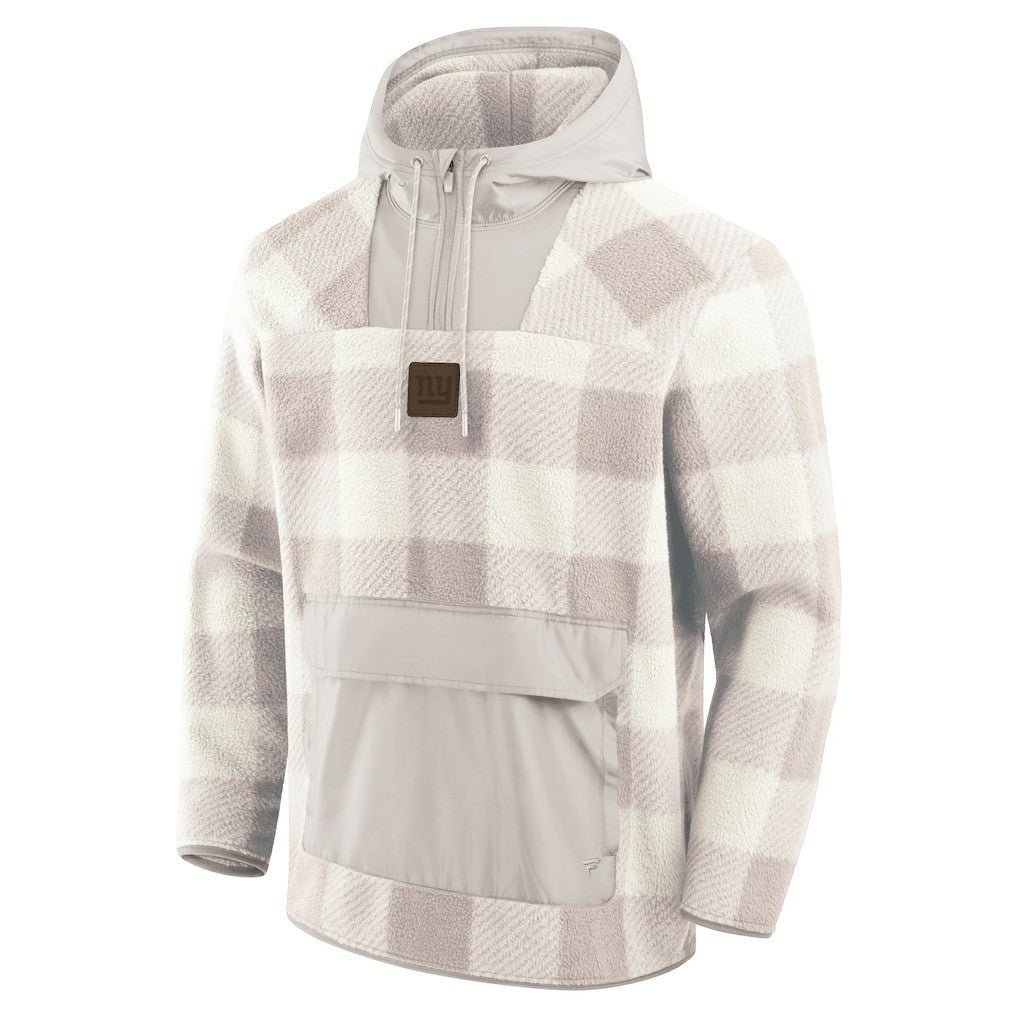 New York Giants Fanatics Elements Plaid Polar Fleece Quarter-Zip Hoodie