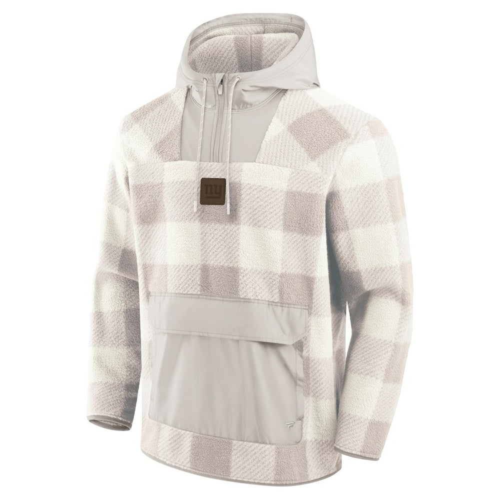 New York Giants Fanatics Elements Plaid Polar Fleece Quarter-Zip Hoodie