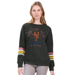 New York Mets G-III 4Her by Carl Banks Women's Allana Stripe Pullover Sweatshirt | MLB Outlet