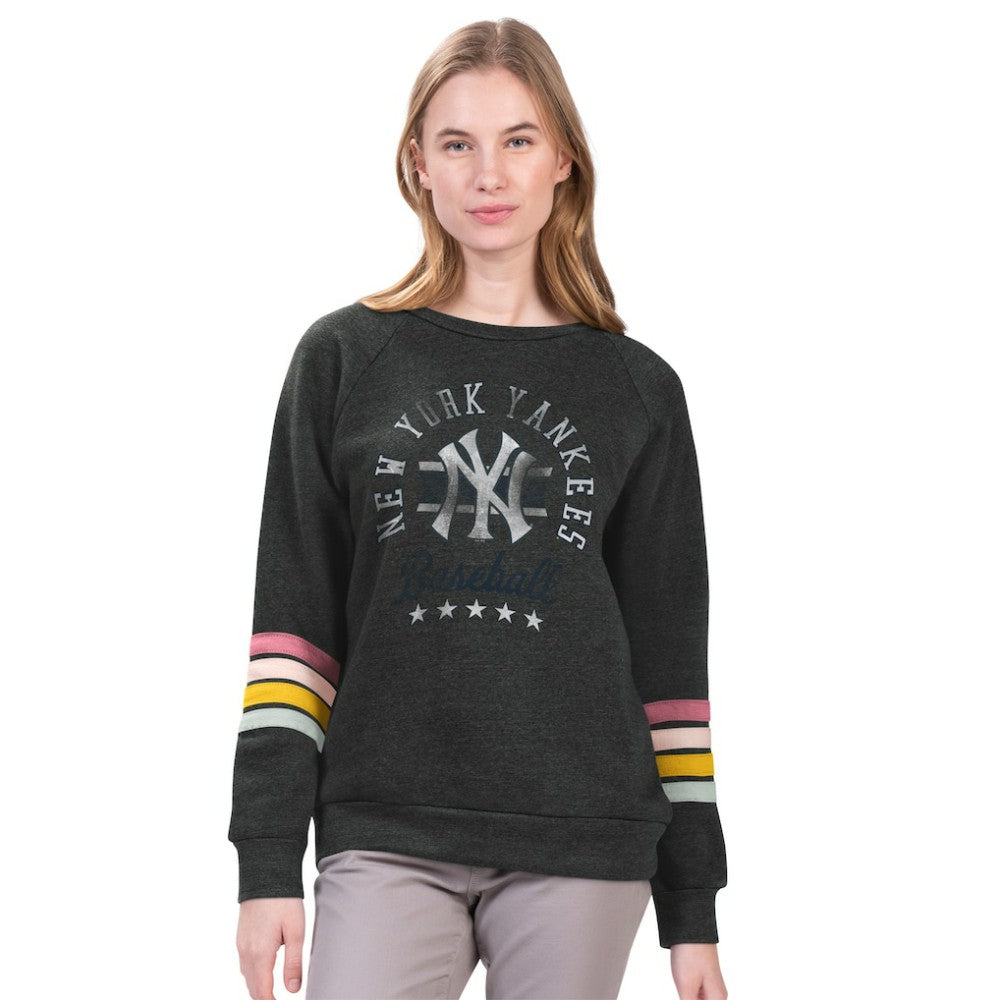 New York Yankees G-III 4Her by Carl Banks Women's Allana Stripe Pullover Sweatshirt | MLB Outlet