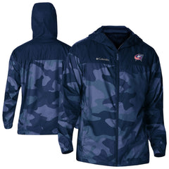 Columbus Blue Jackets Columbia Camo Flash Challenger Omni-Shade Full-Zip Hoodie Windbreaker Sale