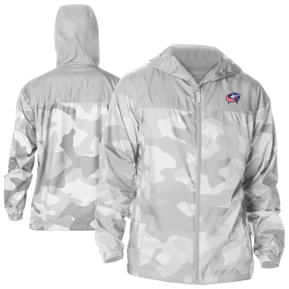 Columbus Blue Jackets Columbia Camo Flash Challenger Omni-Shade Full-Zip Hoodie Windbreaker Online