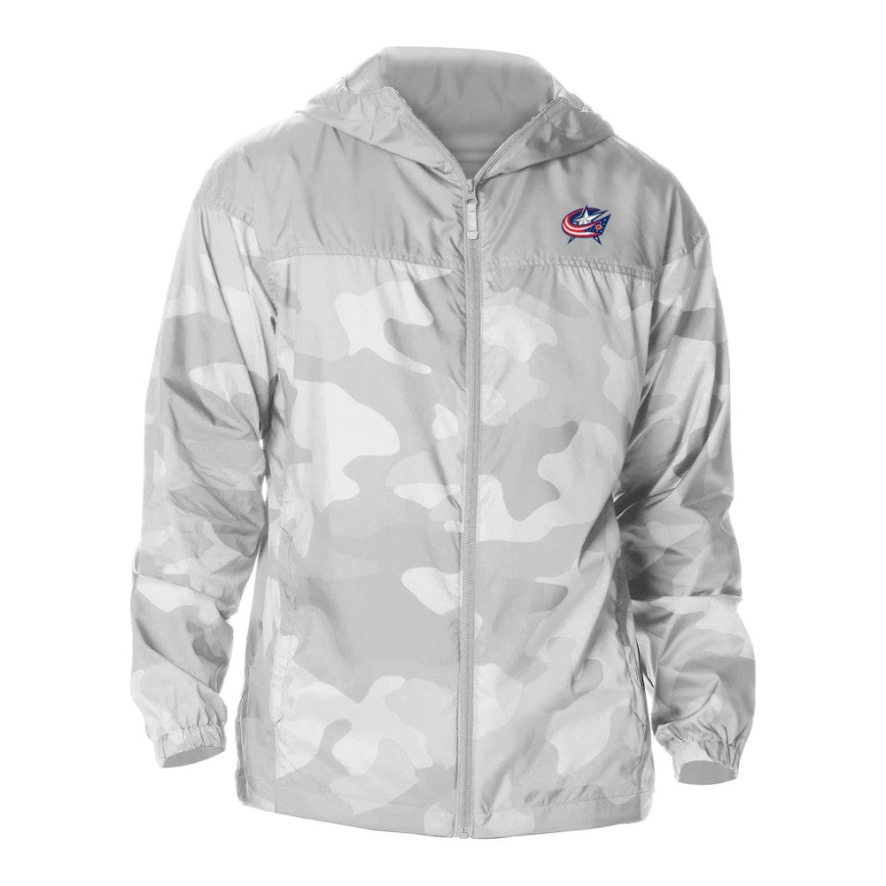 Columbus Blue Jackets Columbia Camo Flash Challenger Omni-Shade Full-Zip Hoodie Windbreaker Online