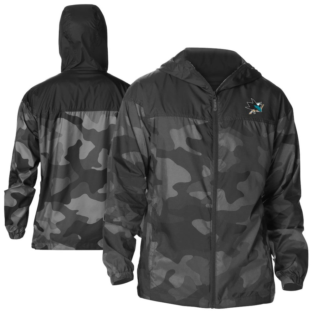 San Jose Sharks Columbia Camo Flash Challenger Omni-Shade Full-Zip Hoodie Windbreaker Outlet