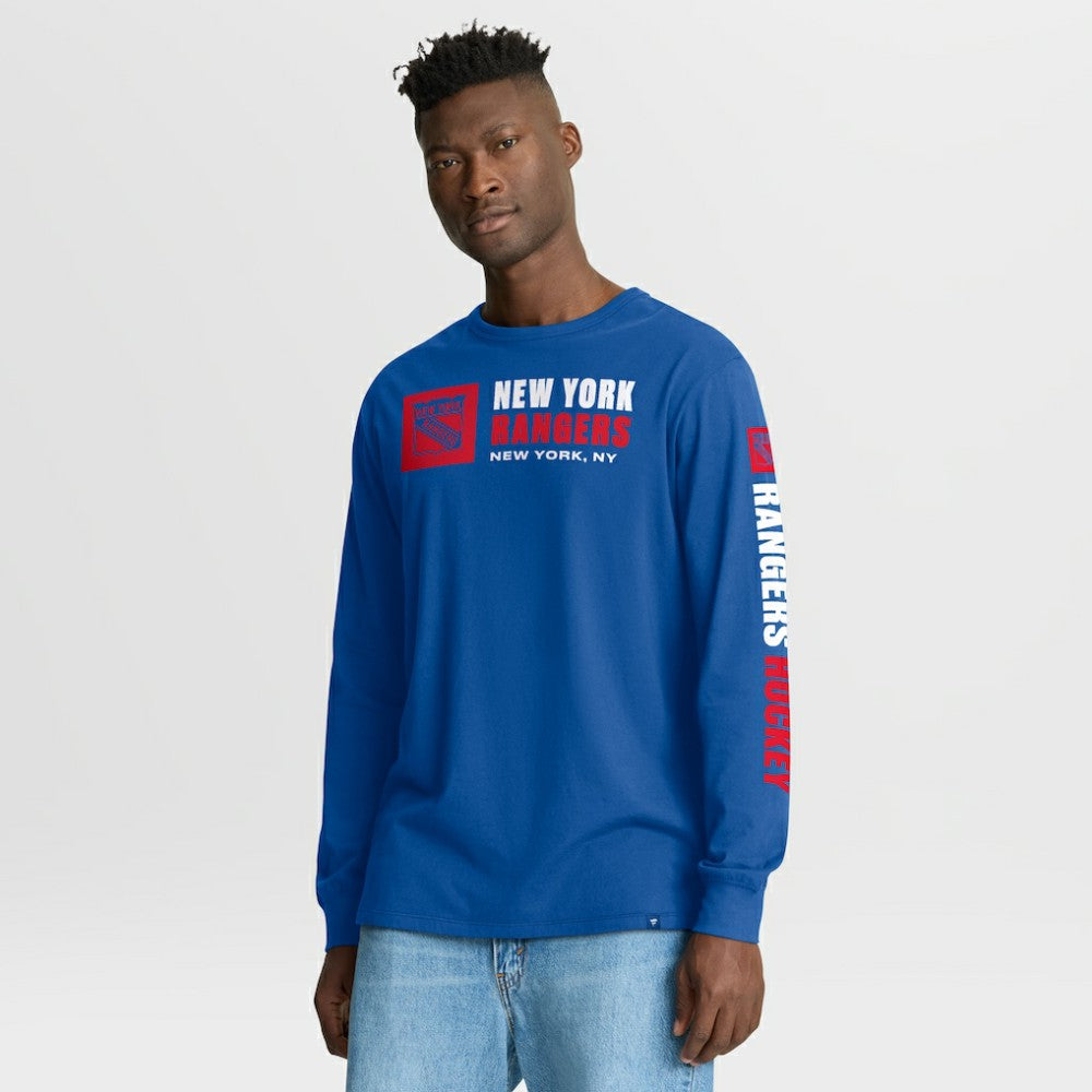 New York Rangers Fanatics Goal Crease Legacy Long Sleeve T-Shirt On Sale