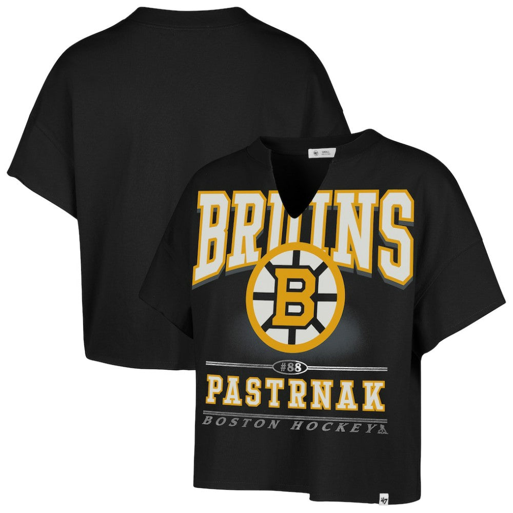 David Pastrnak Boston Bruins '47 Women's Elation Name & Number Oversized Notch Neck T-Shirt Discount