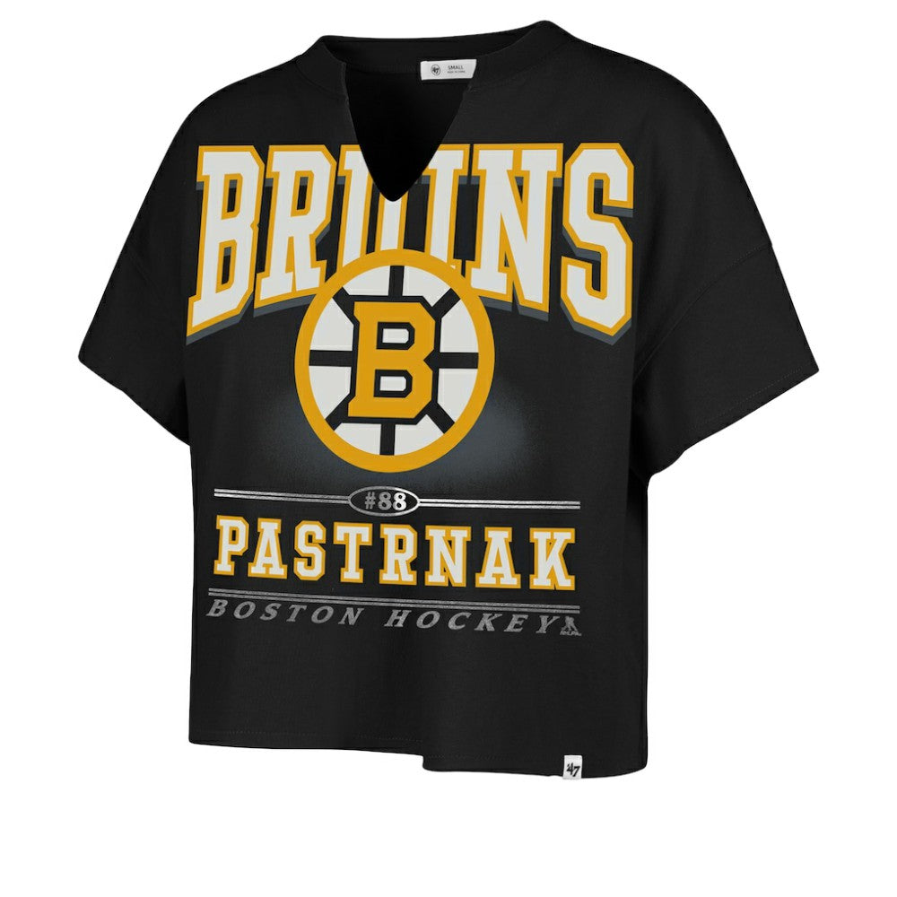 David Pastrnak Boston Bruins '47 Women's Elation Name & Number Oversized Notch Neck T-Shirt Discount