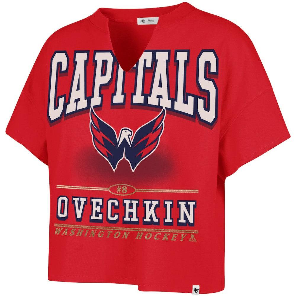 Alexander Ovechkin Washington Capitals '47 Women's Elation Name & Number Oversized Notch Neck T-Shirt Outlet