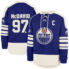 Connor McDavid Edmonton Oilers '47 Player Name & Number Sweep Check Eternal Lacer Sweatshirt Outlet