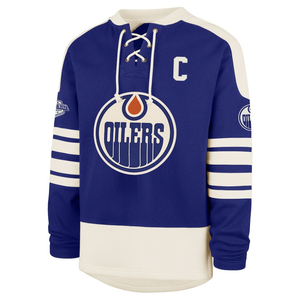 Connor McDavid Edmonton Oilers '47 Player Name & Number Sweep Check Eternal Lacer Sweatshirt Outlet