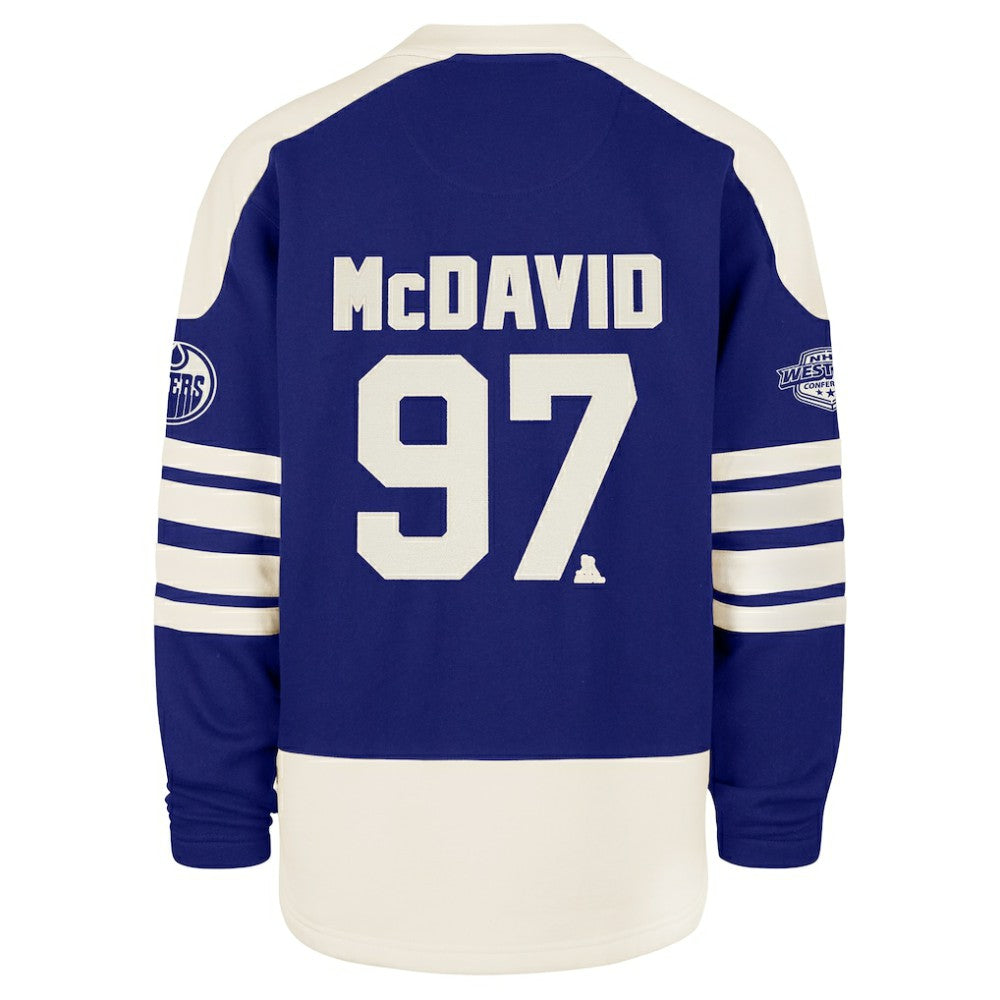 Connor McDavid Edmonton Oilers '47 Player Name & Number Sweep Check Eternal Lacer Sweatshirt Outlet