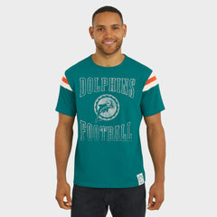 Miami Dolphins Fanatics Darius Rucker Collection Distressed Throwback Shoulder Stripe T-Shirt