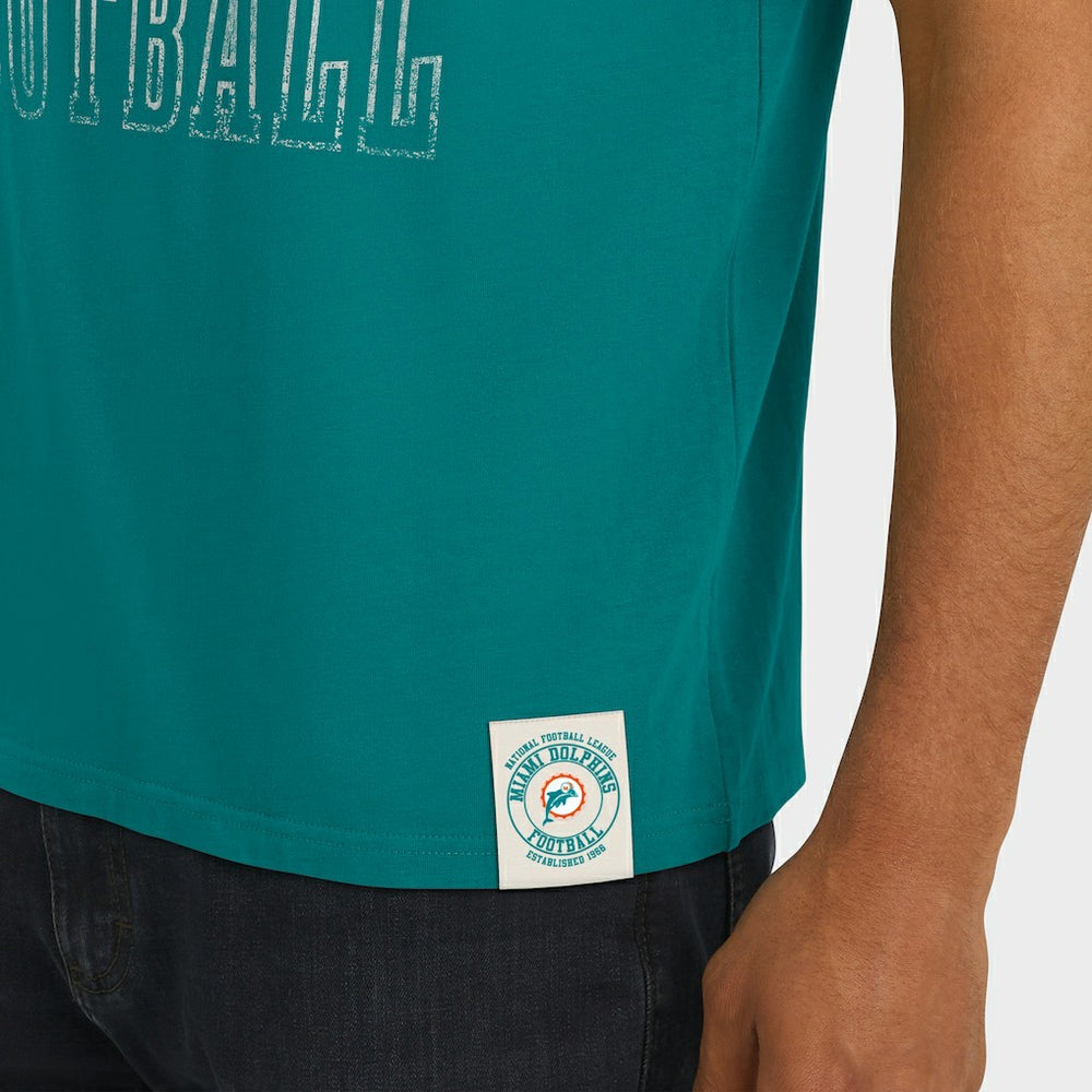 Miami Dolphins Fanatics Darius Rucker Collection Distressed Throwback Shoulder Stripe T-Shirt