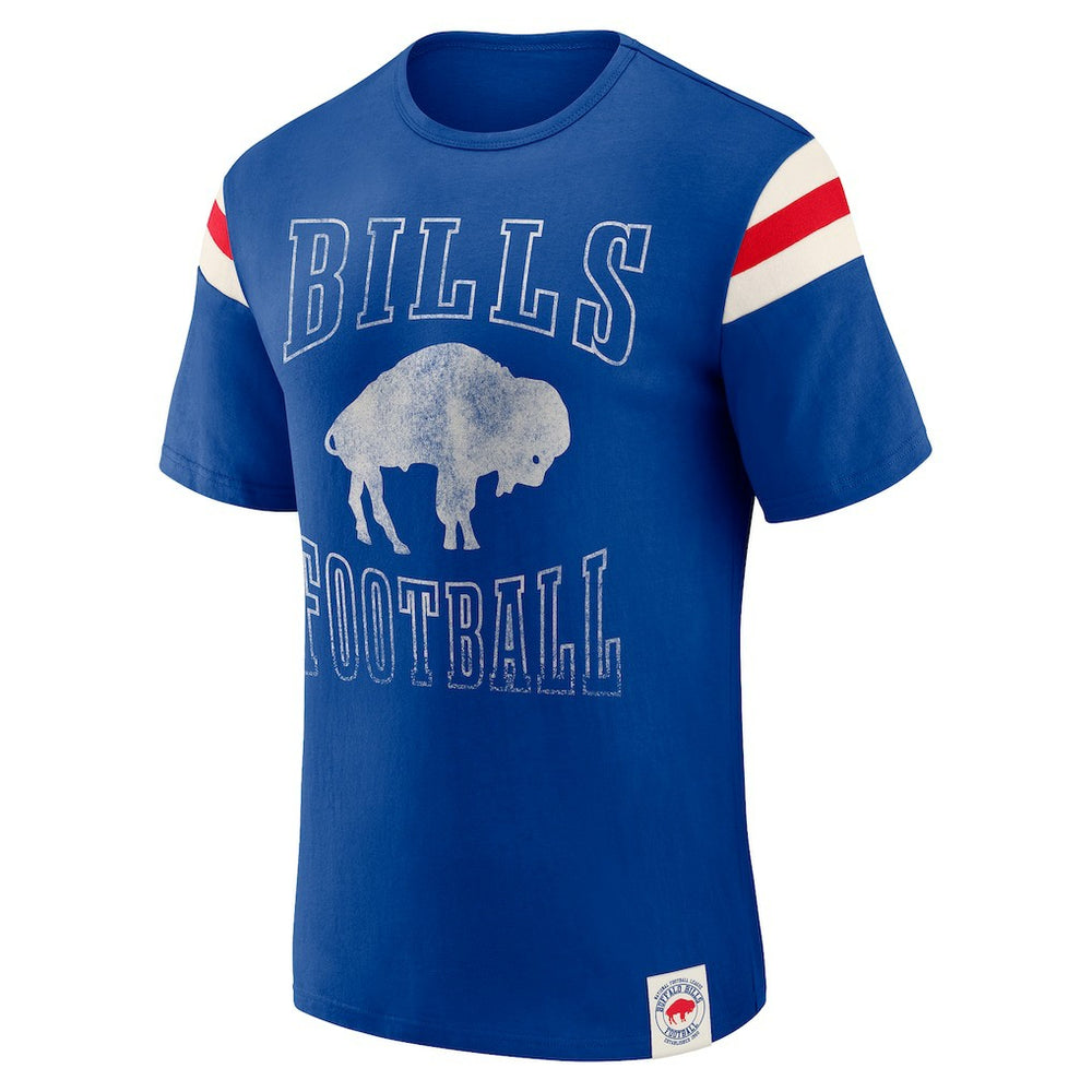 Buffalo Bills Fanatics Darius Rucker Collection Distressed Throwback Shoulder Stripe T-Shirt