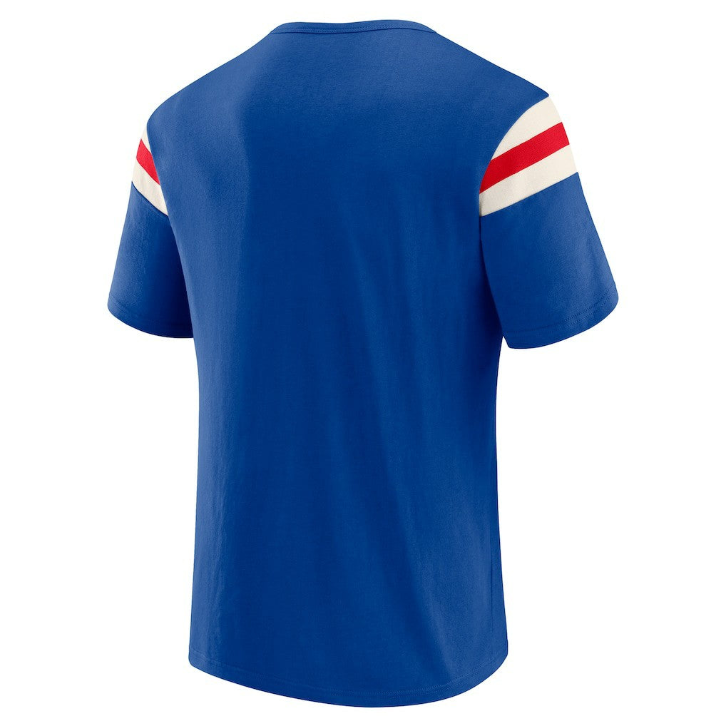 Buffalo Bills Fanatics Darius Rucker Collection Distressed Throwback Shoulder Stripe T-Shirt