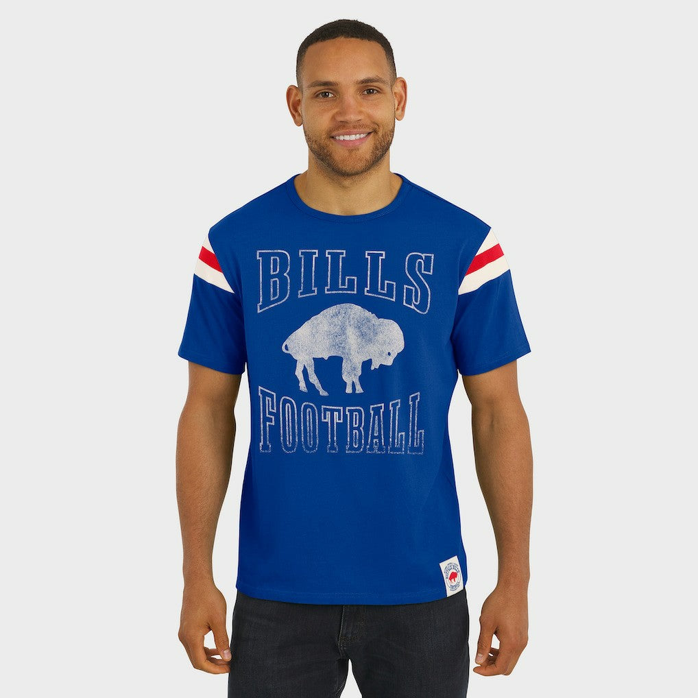 Buffalo Bills Fanatics Darius Rucker Collection Distressed Throwback Shoulder Stripe T-Shirt