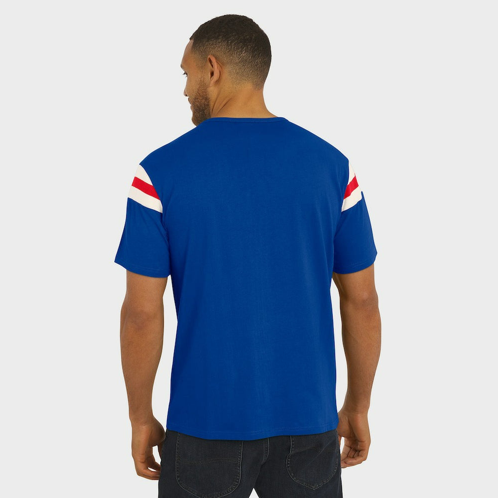 Buffalo Bills Fanatics Darius Rucker Collection Distressed Throwback Shoulder Stripe T-Shirt