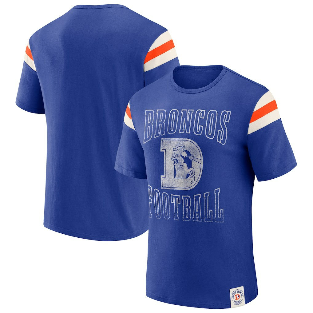 Denver Broncos Fanatics Darius Rucker Collection Distressed Throwback Shoulder Stripe T-Shirt