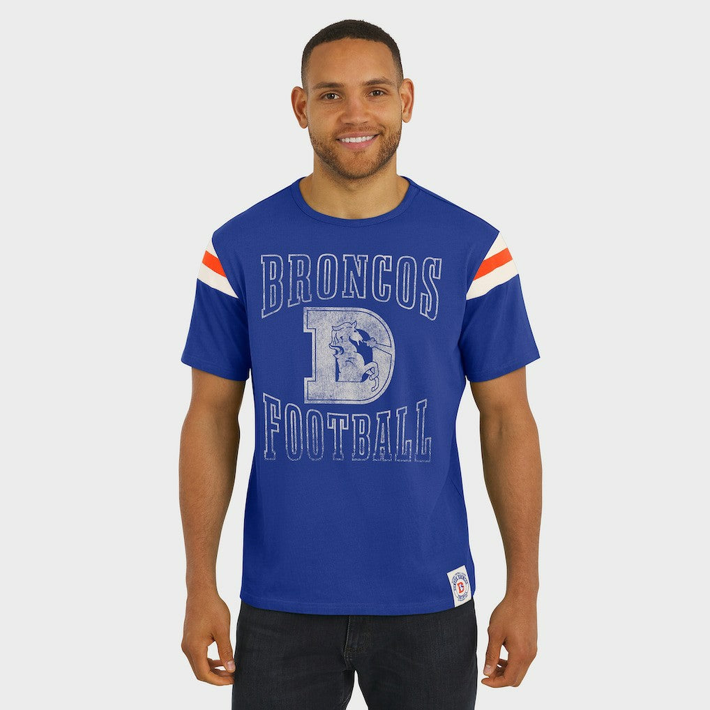 Denver Broncos Fanatics Darius Rucker Collection Distressed Throwback Shoulder Stripe T-Shirt