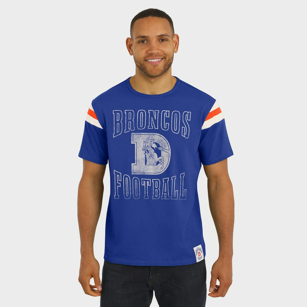 Denver Broncos Fanatics Darius Rucker Collection Distressed Throwback Shoulder Stripe T-Shirt