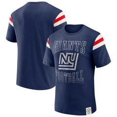 New York Giants Fanatics Darius Rucker Collection Distressed Throwback Shoulder Stripe T-Shirt