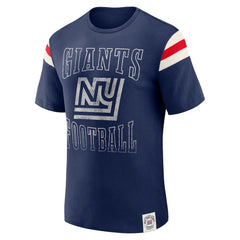 New York Giants Fanatics Darius Rucker Collection Distressed Throwback Shoulder Stripe T-Shirt