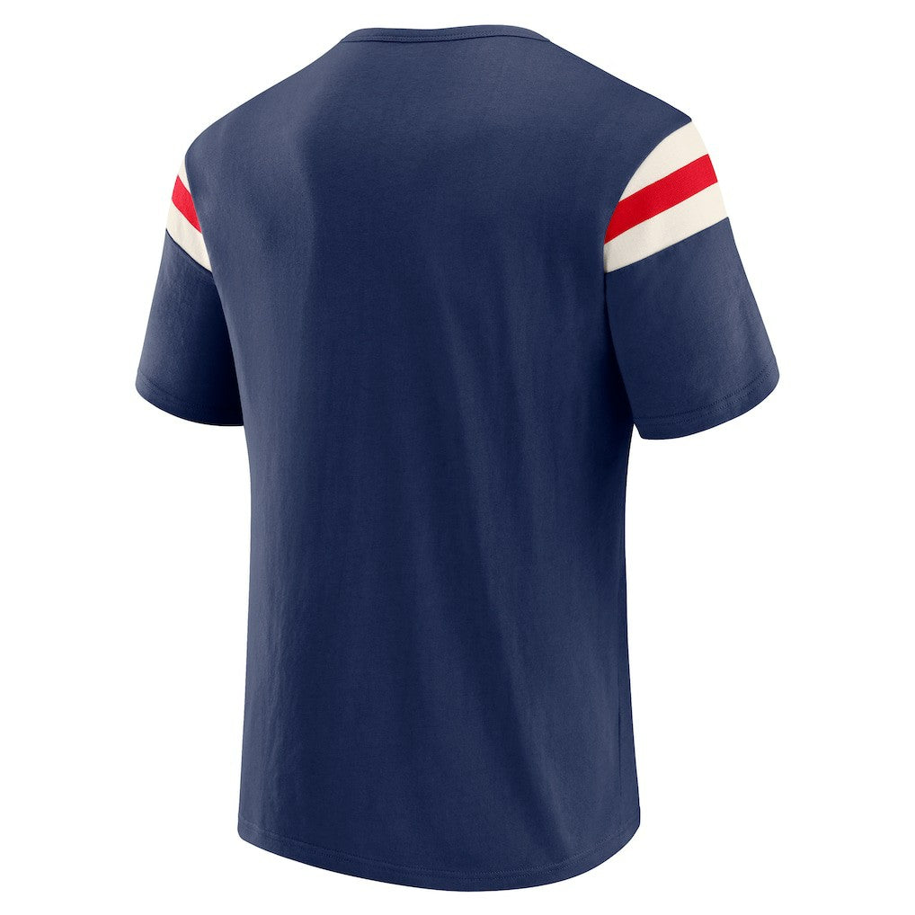 New York Giants Fanatics Darius Rucker Collection Distressed Throwback Shoulder Stripe T-Shirt