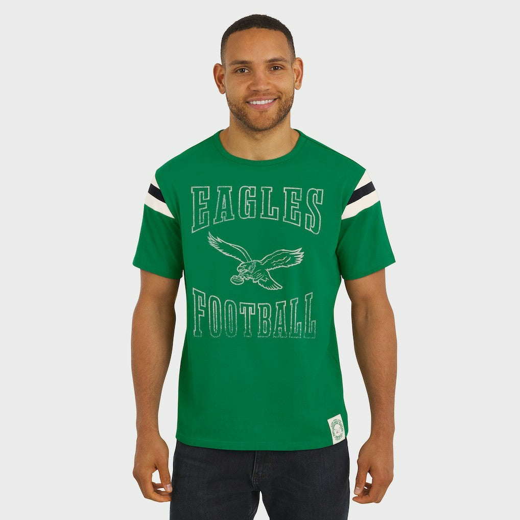 Philadelphia Eagles Fanatics Darius Rucker Collection Distressed Throwback Shoulder Stripe T-Shirt