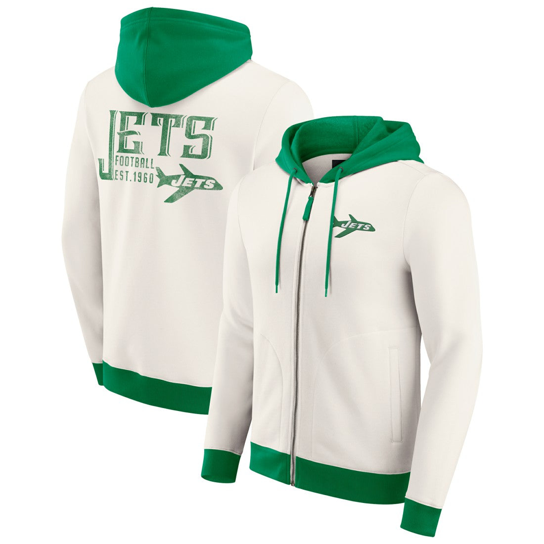 New York Jets Fanatics Darius Rucker Collection Distressed Graphics Full-Zip Hoodie