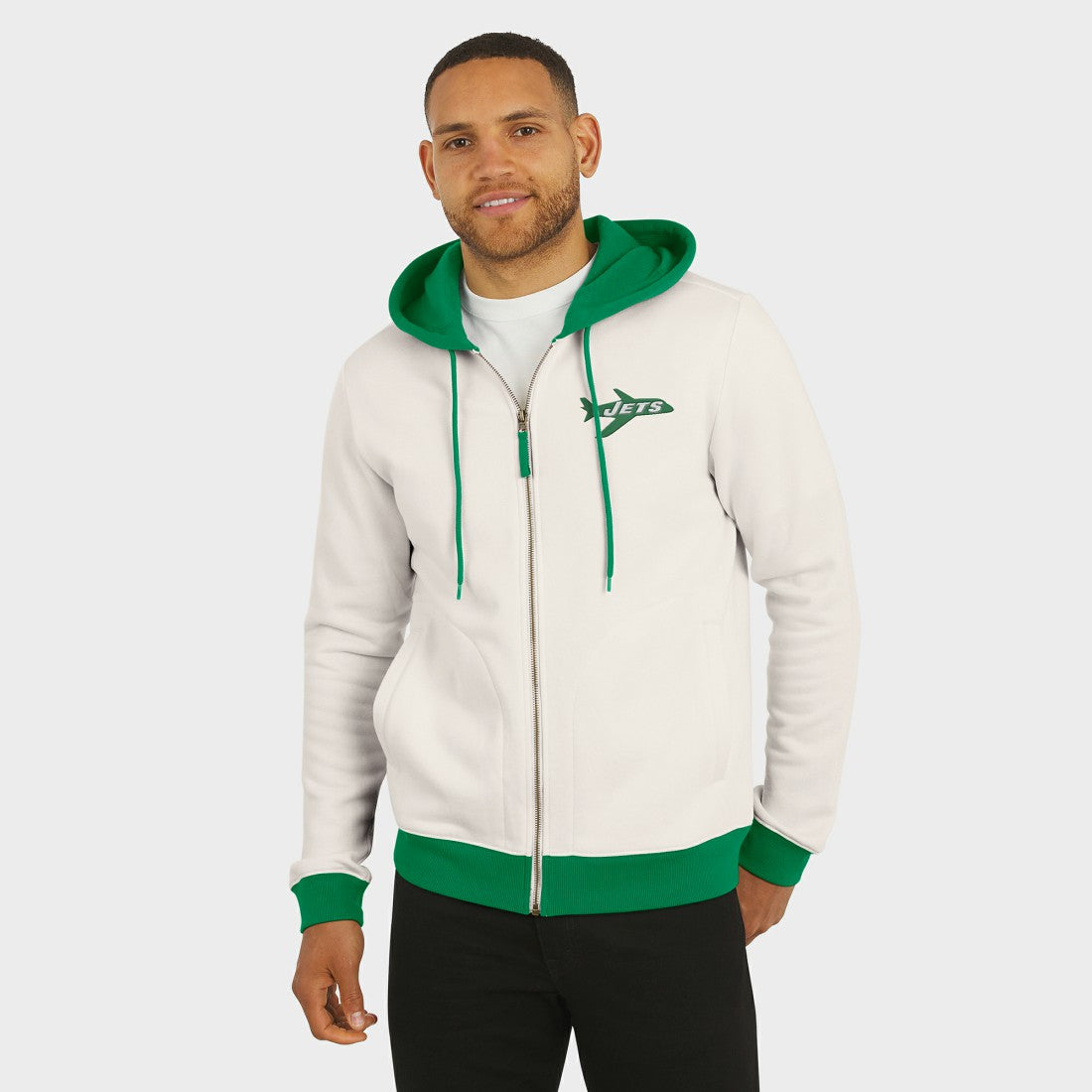 New York Jets Fanatics Darius Rucker Collection Distressed Graphics Full-Zip Hoodie
