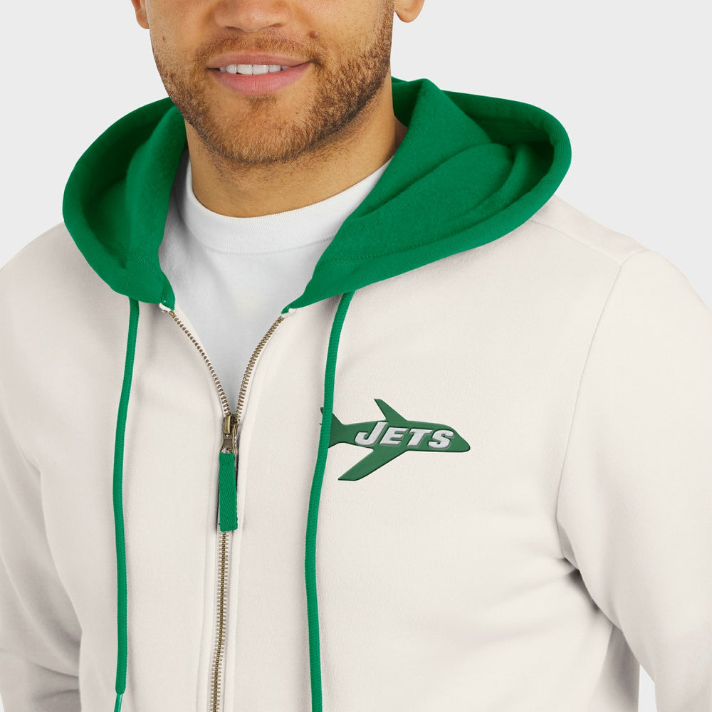 New York Jets Fanatics Darius Rucker Collection Distressed Graphics Full-Zip Hoodie