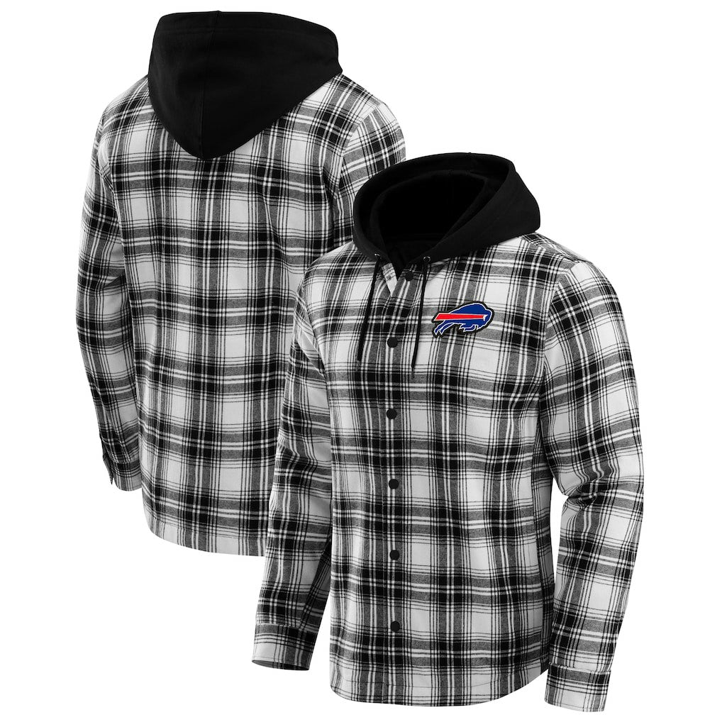 Buffalo Bills Fanatics NFL x Darius Rucker Collection Plaid Flannel Quilted Full-Snap Hooded Shacket