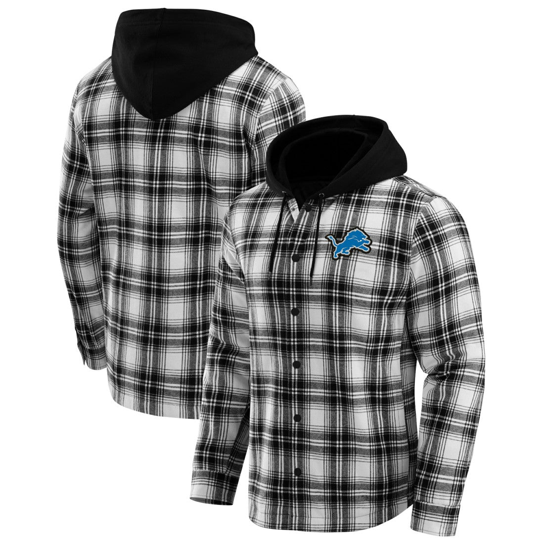 Detroit Lions Fanatics NFL x Darius Rucker Collection Plaid Flannel Quilted Full-Snap Hooded Shacket