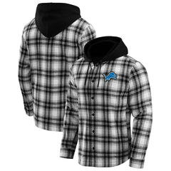 Detroit Lions Fanatics NFL x Darius Rucker Collection Plaid Flannel Quilted Full-Snap Hooded Shacket