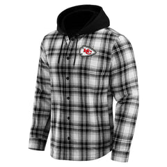 Kansas City Chiefs Fanatics NFL x Darius Rucker Collection Plaid Flannel Quilted Full-Snap Hooded Shacket