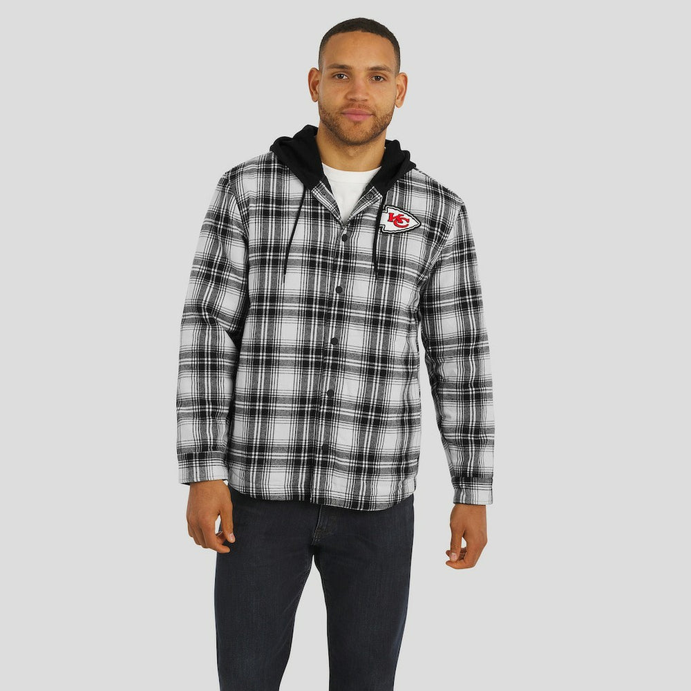 Kansas City Chiefs Fanatics NFL x Darius Rucker Collection Plaid Flannel Quilted Full-Snap Hooded Shacket