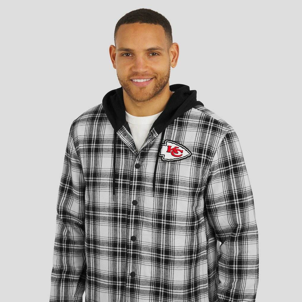 Kansas City Chiefs Fanatics NFL x Darius Rucker Collection Plaid Flannel Quilted Full-Snap Hooded Shacket