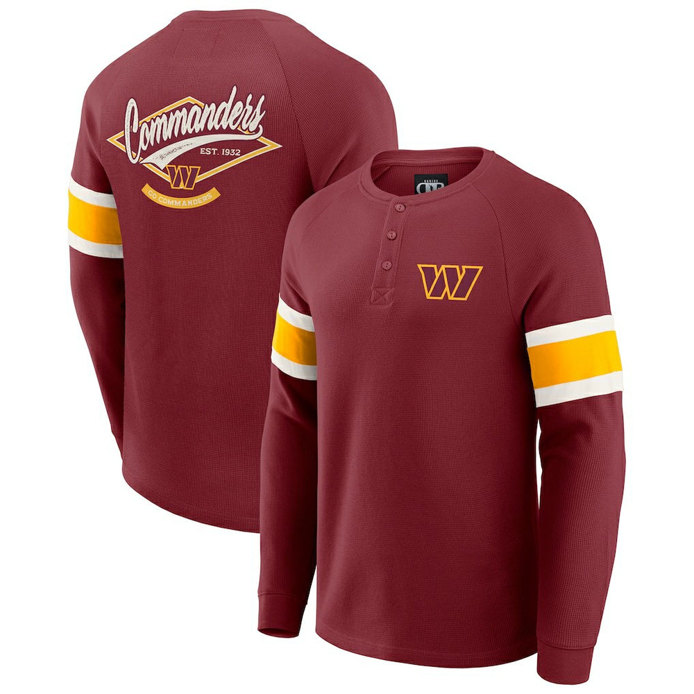 Washington Commanders Fanatics Darius Rucker Collection Waffle-Knit Raglan Long Sleeve Henley T-Shirt