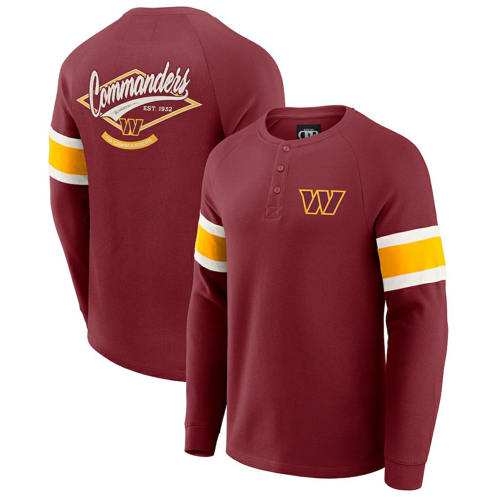 Washington Commanders Fanatics Darius Rucker Collection Waffle-Knit Raglan Long Sleeve Henley T-Shirt