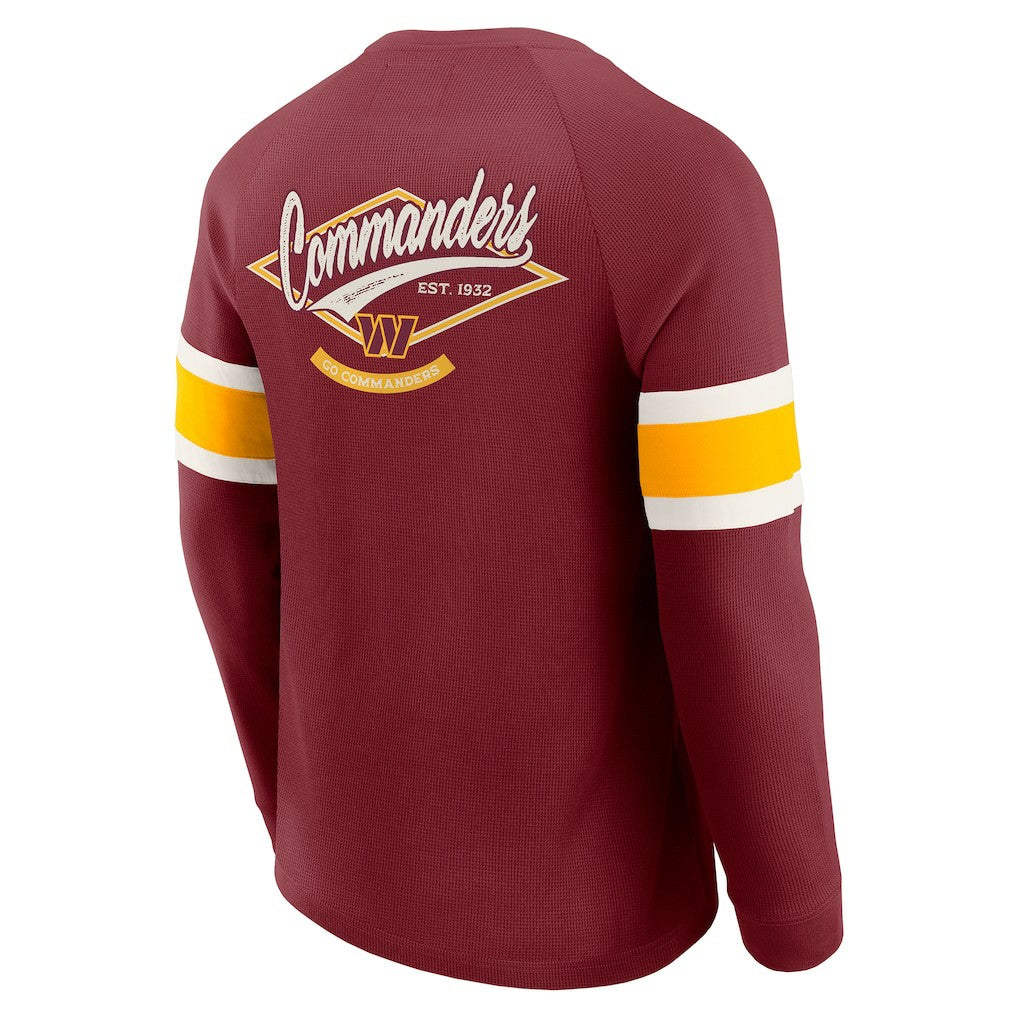 Washington Commanders Fanatics Darius Rucker Collection Waffle-Knit Raglan Long Sleeve Henley T-Shirt