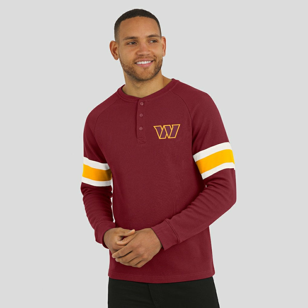 Washington Commanders Fanatics Darius Rucker Collection Waffle-Knit Raglan Long Sleeve Henley T-Shirt